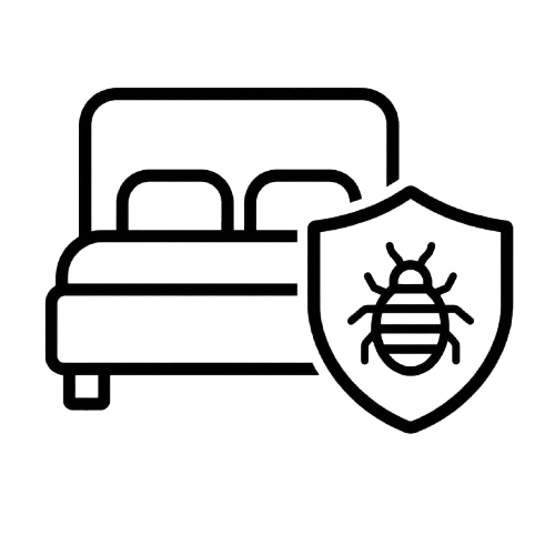 Bed bug and bed icon