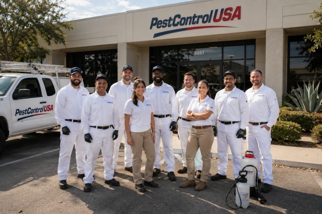 The PestControlUSA Team in front of the office in Atlanta