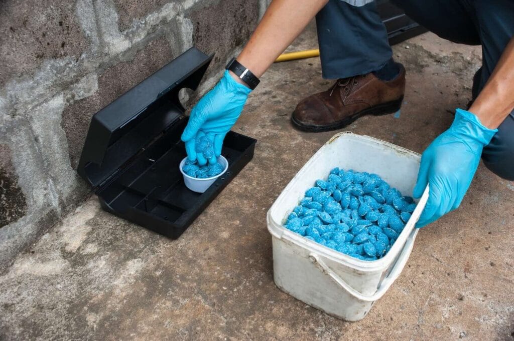 professional using rat using bait poison box